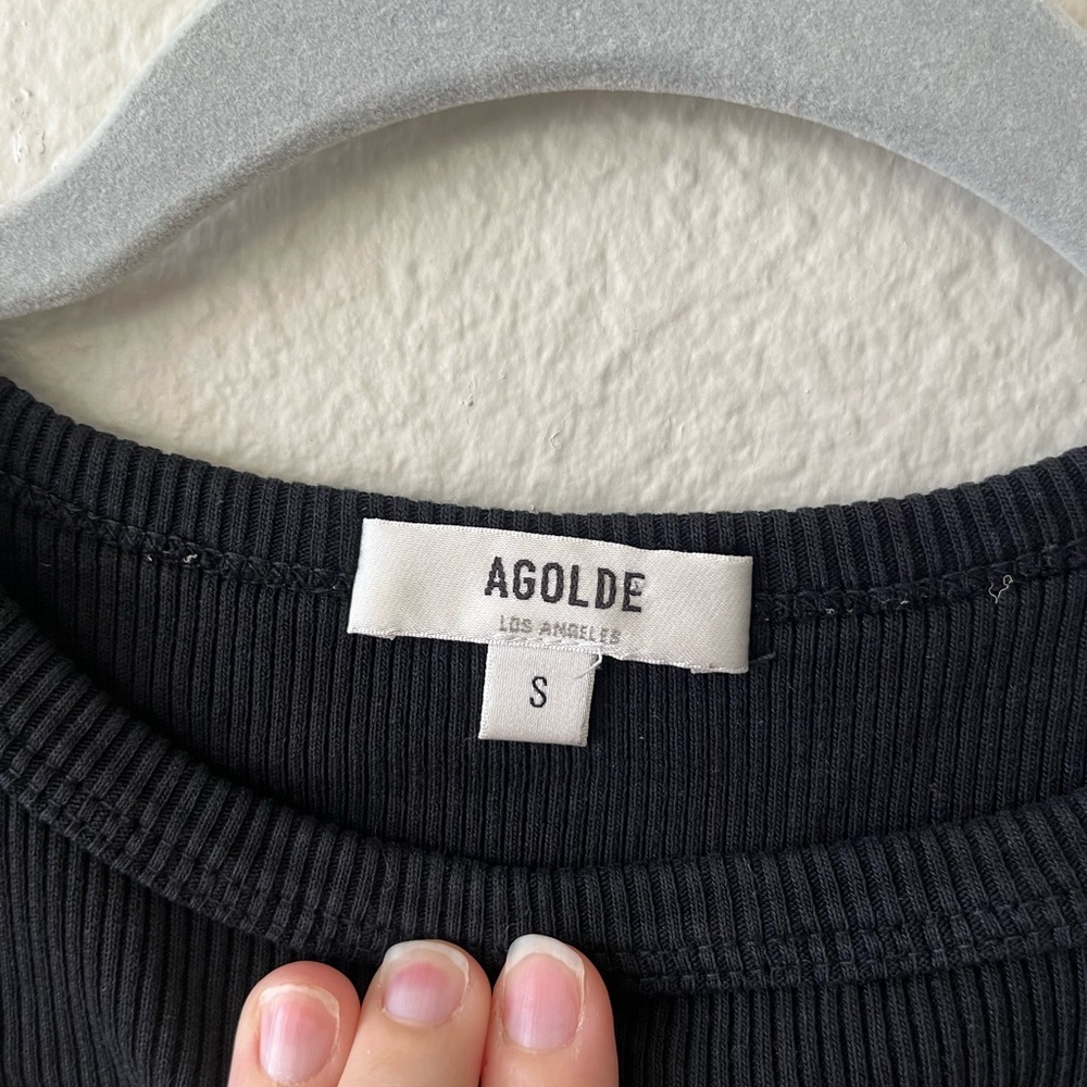 Bundle Agolde Rayne Black Tan Ribbed Cotton Lyocell Blend Tanks Women's Size S - Picture 7 of 16